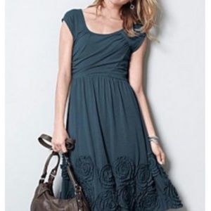 Garnet Hill Blue Dress with Rosette Details